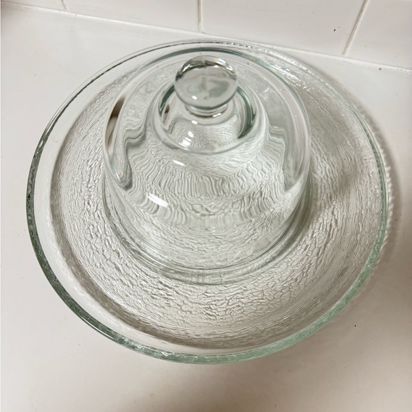 Vintage Anchor Hocking clear glass cheese service set, includes cheese platter - Picture 2 of 5